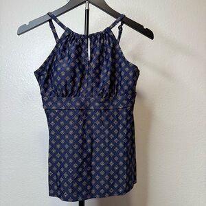 Kona Sol Tankini Swim Top High Neck All Over Geometric Print Size Medium